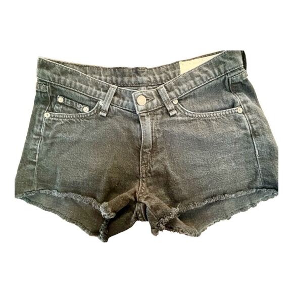 Rag and Bone Fringe Coal Denim‎ Cutoff Jean Shorts Women’s Size 25 - Picture 1 of 10